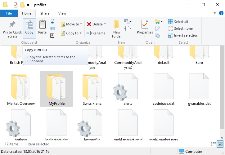 Copy your saved profile as a folder
