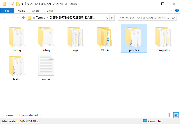 Open Profiles folder where the platform profiles are stored