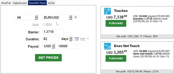 Binary No-Touch Option Pricing Example