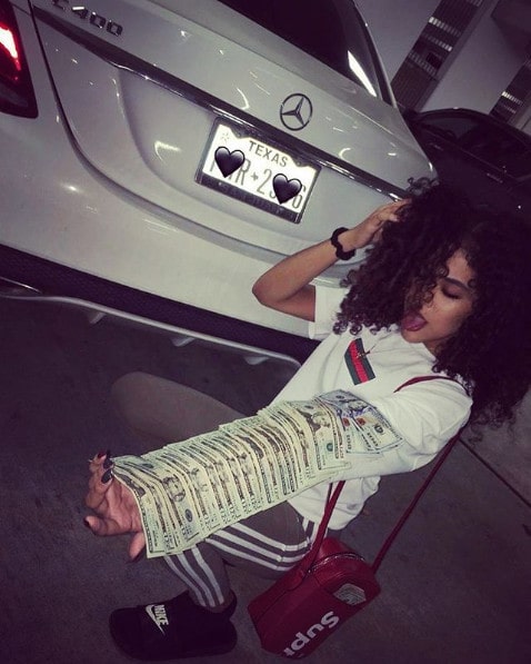 A girl, some money, and a car from Instagram
