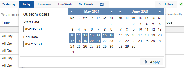 Investing.com Calendar - Time Browsing