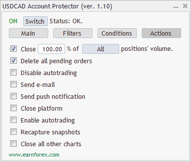 Account Protector - Interface - Actions Tab