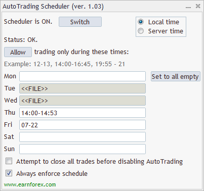 AutoTrading Scheduler - Schedule from File