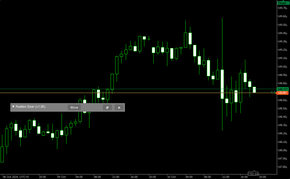 Position Sizer для cTrader - свернутая панель