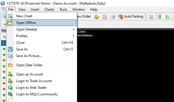 MT4 - 文件-打开离线菜单