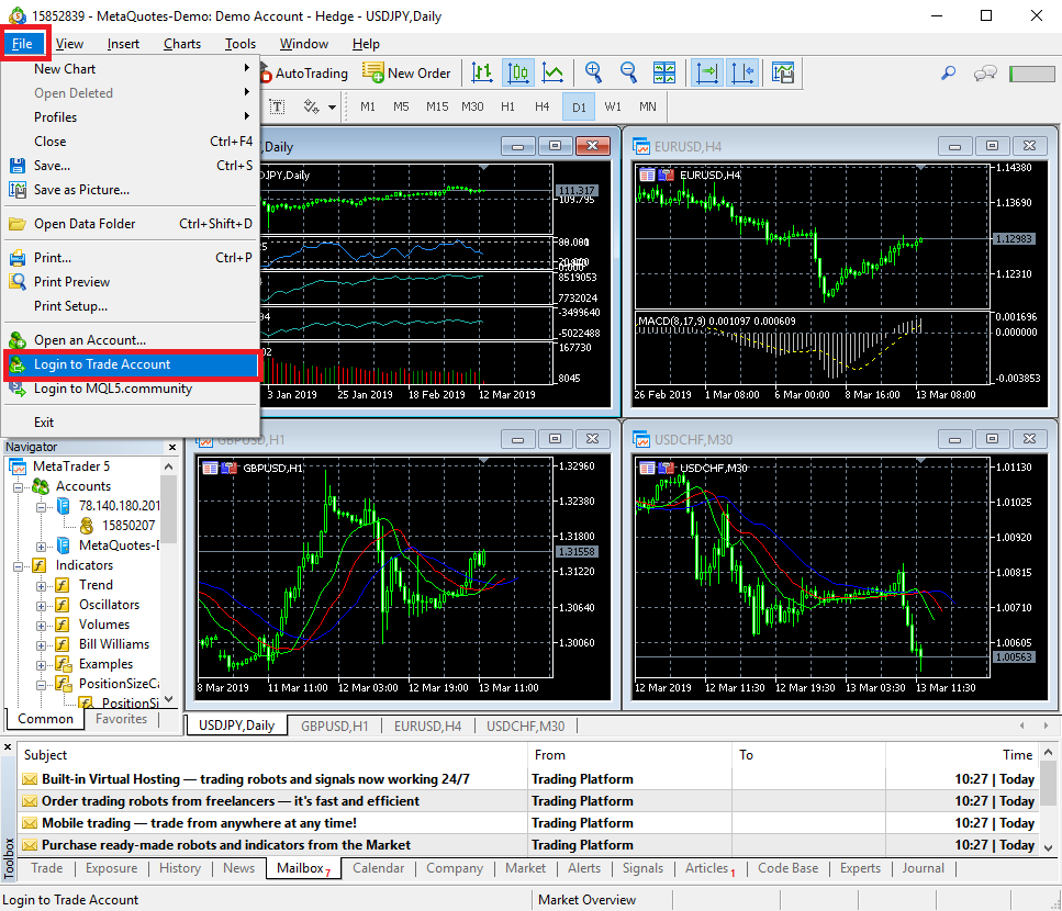 Как открыть демо-счет в MetaTrader 5