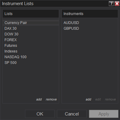 NinjaTrader - 交易对象列表