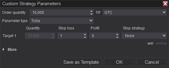 NinjaTrader – معلمات الاستراتيجية المخصصة