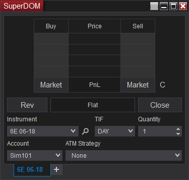 NinjaTrader - 静态 SuperDOM