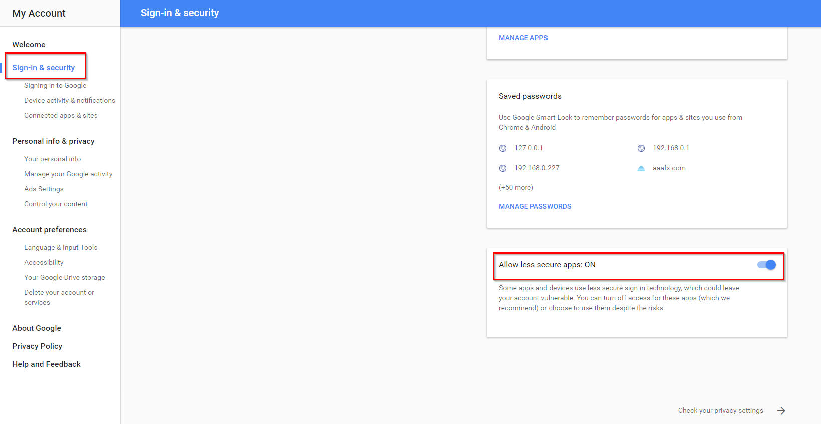 MetaTrader-Switching Allow Less Secure Apps On