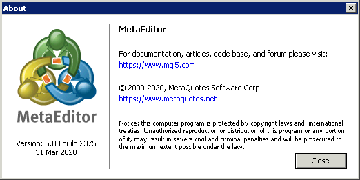 撰写本文时的最新 MetaEditor 4 版本