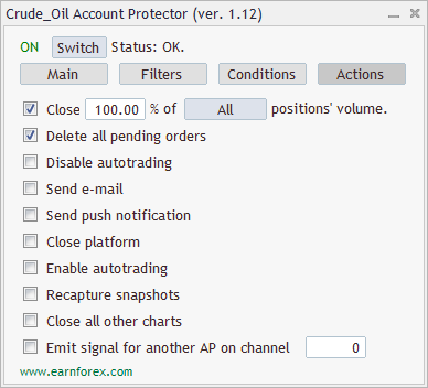 Account Protector - Interface - Actions Tab