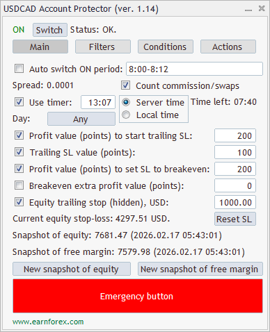 Account Protector - Interface - Main Tab