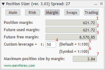 Position Sizer - EA Interface - Margin Tab