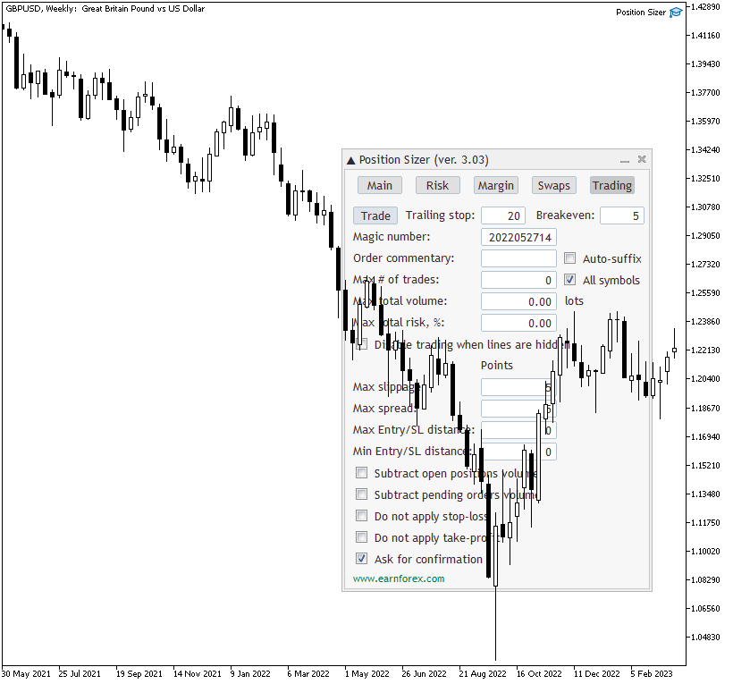 Position Sizer - Trading Tab with Panel as Background