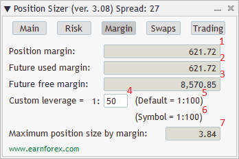 Position Sizer - EA Interface - Margin Tab