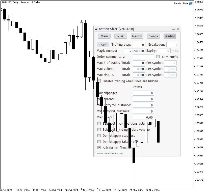 Position Sizer - Trading Tab with Panel as Background